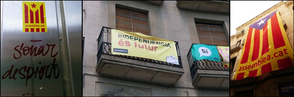 Uitingen van het Catalaanse onafhankelijksstreven in aanloop tot het referendum van 1 october 2017. Foto's uit Vic en Gerona. ©2017 Huib J. Lirb