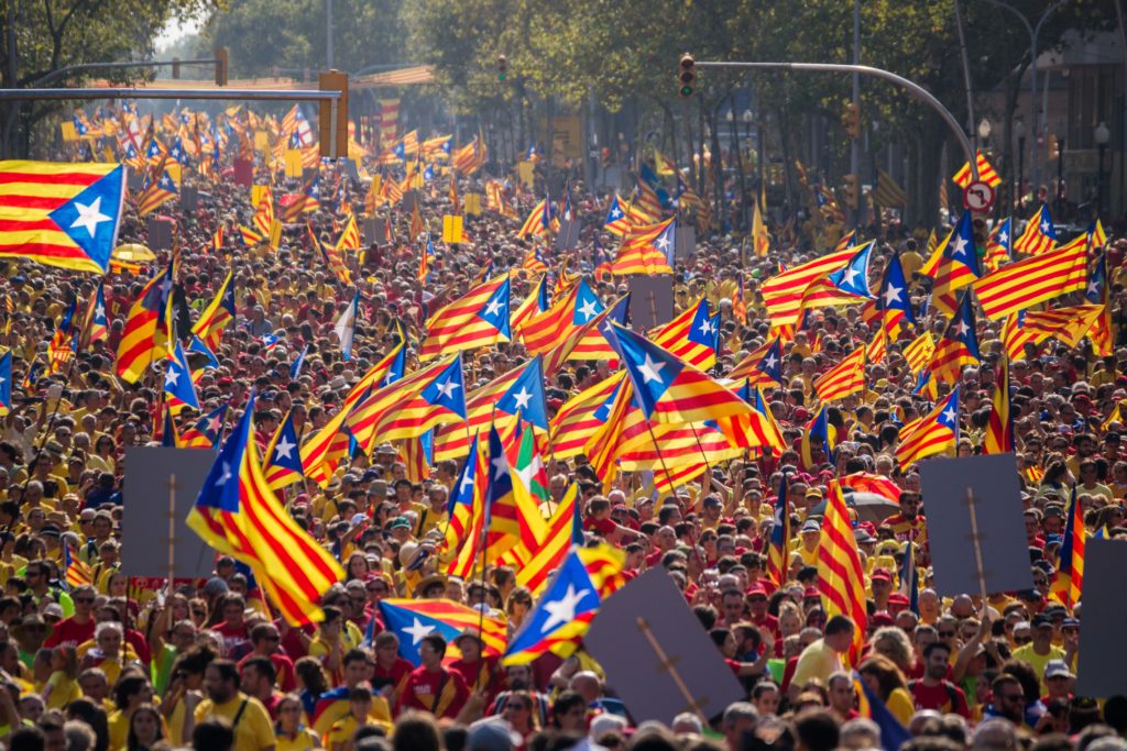 Beeld van de "Diada" van 11 september 2014 met naar schatting 1,8 miljoen mensen (Shutterstock - Oscar Garriga Estrada)